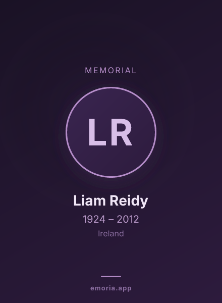 Memorial portrait of Liam Reidy