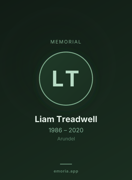 Memorial portrait of Liam Treadwell