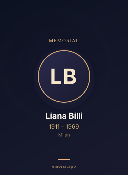 Memorial portrait of Liana Billi