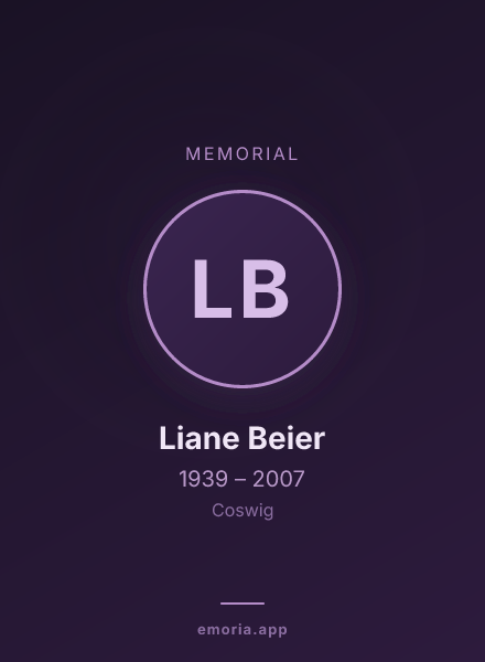 Memorial portrait of Liane Beier