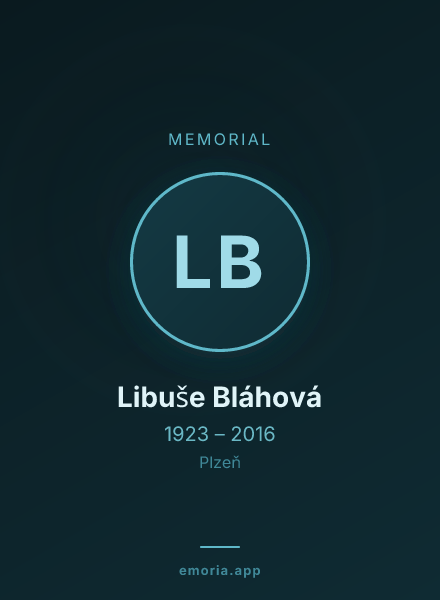 Memorial portrait of Libuše Bláhová