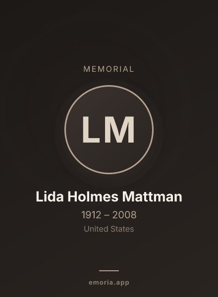 Memorial portrait of Lida Holmes Mattman