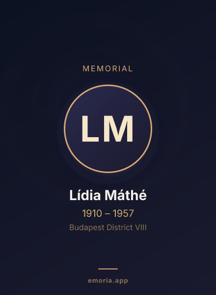 Memorial portrait of Lídia Máthé