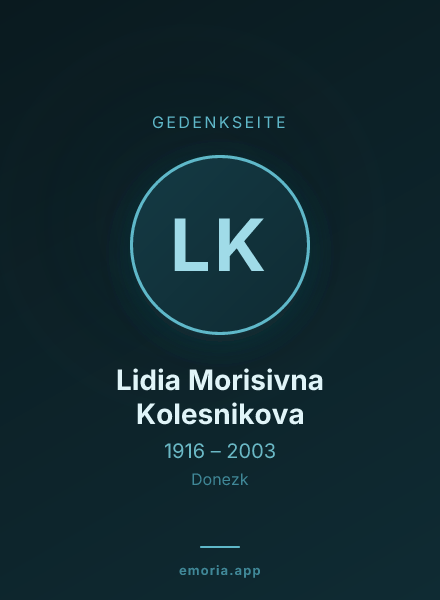Gedenkportrait von Lidia Morisivna Kolesnikova