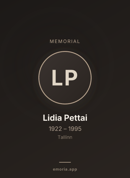 Memorial portrait of Lidia Pettai