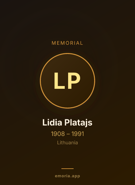 Memorial portrait of Lidia Platajs