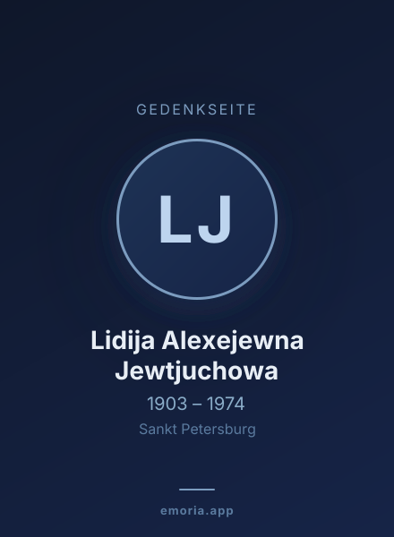 Gedenkportrait von Lidija Alexejewna Jewtjuchowa