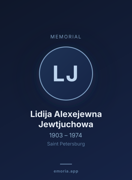 Memorial portrait of Lidija Alexejewna Jewtjuchowa