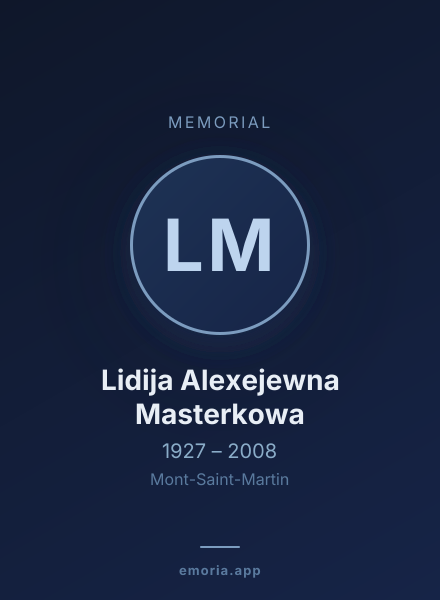Memorial portrait of Lidija Alexejewna Masterkowa
