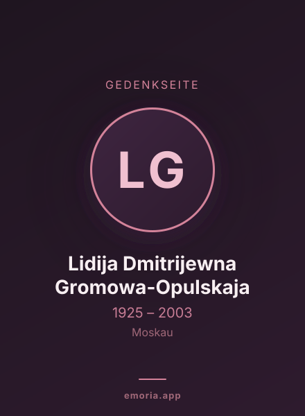 Gedenkportrait von Lidija Dmitrijewna Gromowa-Opulskaja