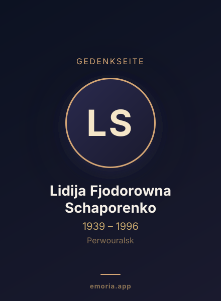Gedenkportrait von Lidija Fjodorowna Schaporenko