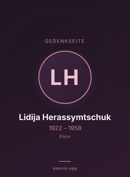 Gedenkportrait von Lidija Herassymtschuk