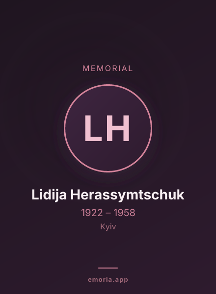 Memorial portrait of Lidija Herassymtschuk