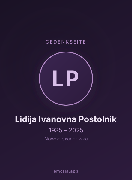 Gedenkportrait von Lidija Ivanovna Postolnik
