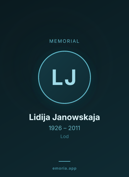 Memorial portrait of Lidija Janowskaja