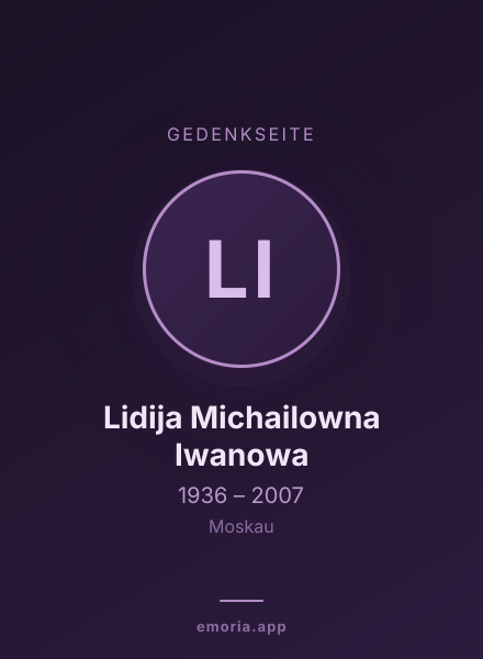 Gedenkportrait von Lidija Michailowna Iwanowa