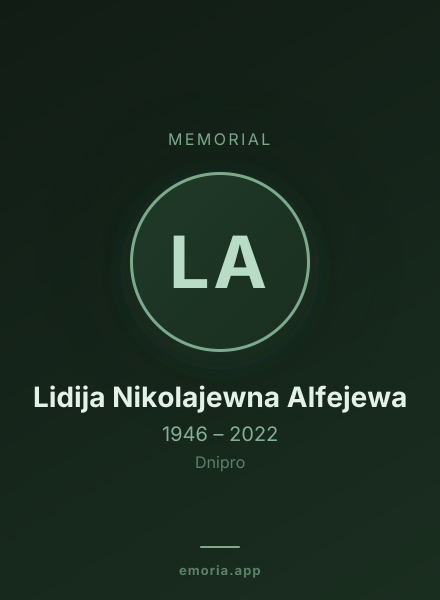 Memorial portrait of Lidija Nikolajewna Alfejewa