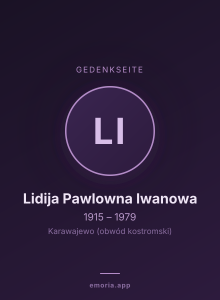 Gedenkportrait von Lidija Pawlowna Iwanowa