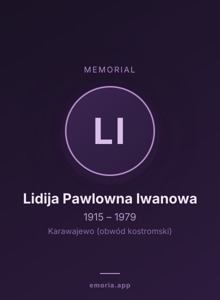 Memorial portrait of Lidija Pawlowna Iwanowa