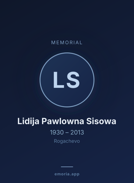 Memorial portrait of Lidija Pawlowna Sisowa