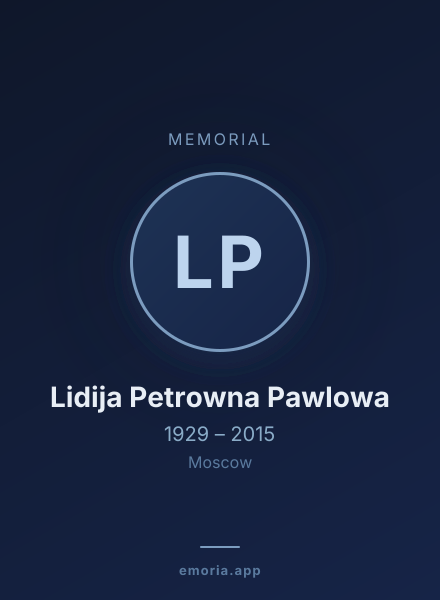 Memorial portrait of Lidija Petrowna Pawlowa