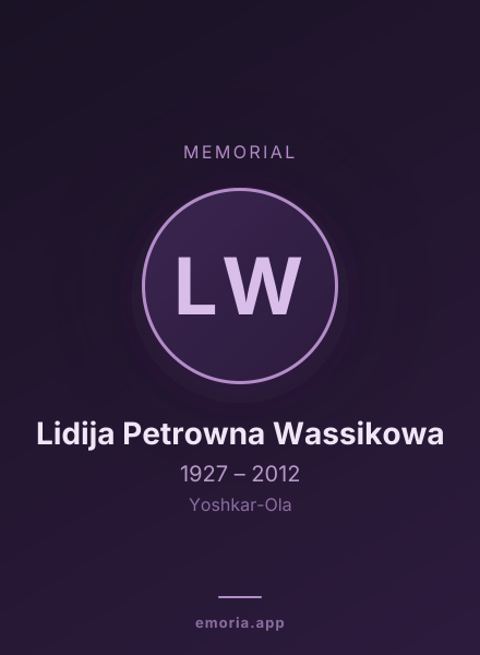 Memorial portrait of Lidija Petrowna Wassikowa