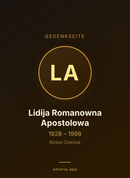 Gedenkportrait von Lidija Romanowna Apostolowa