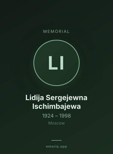 Memorial portrait of Lidija Sergejewna Ischimbajewa