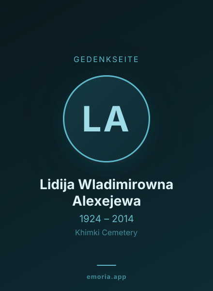 Gedenkportrait von Lidija Wladimirowna Alexejewa