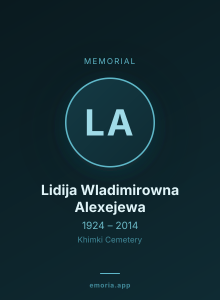 Memorial portrait of Lidija Wladimirowna Alexejewa