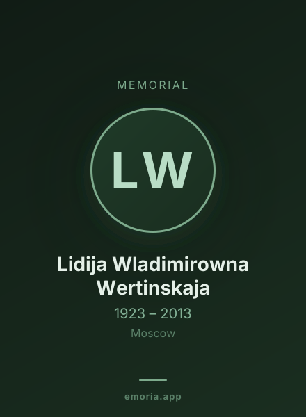 Memorial portrait of Lidija Wladimirowna Wertinskaja