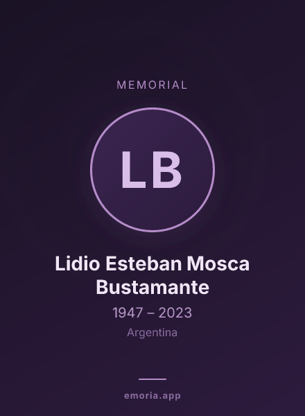 Memorial portrait of Lidio Esteban Mosca Bustamante