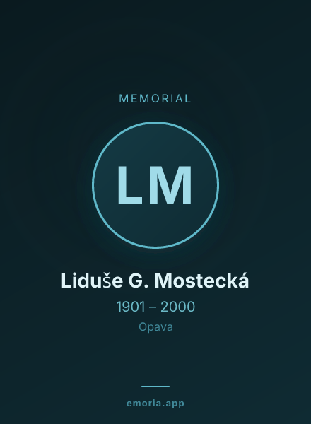 Memorial portrait of Liduše G. Mostecká
