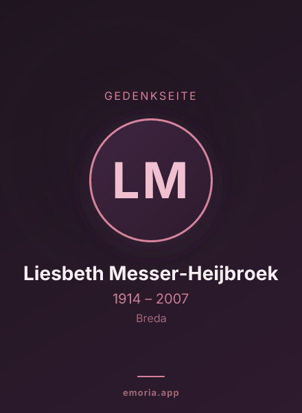 Gedenkportrait von Liesbeth Messer-Heijbroek