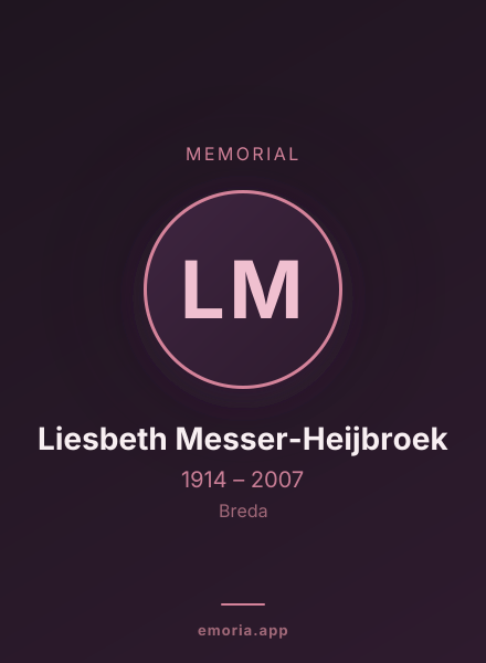 Memorial portrait of Liesbeth Messer-Heijbroek