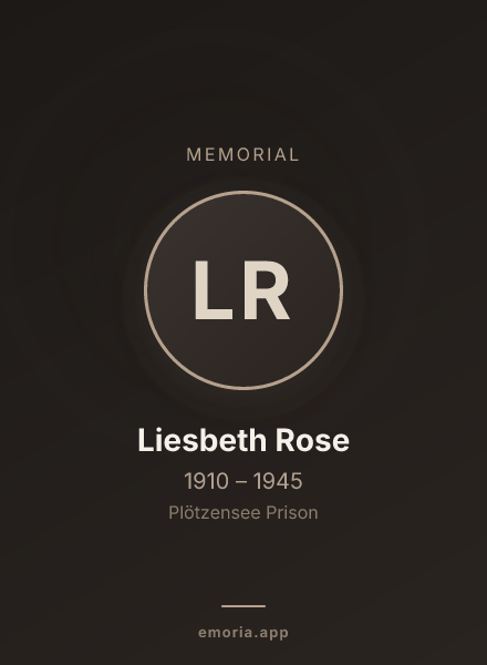 Memorial portrait of Liesbeth Rose