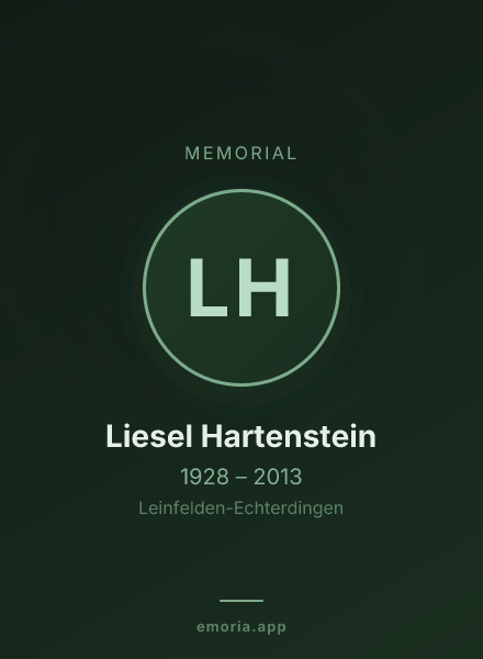 Memorial portrait of Liesel Hartenstein