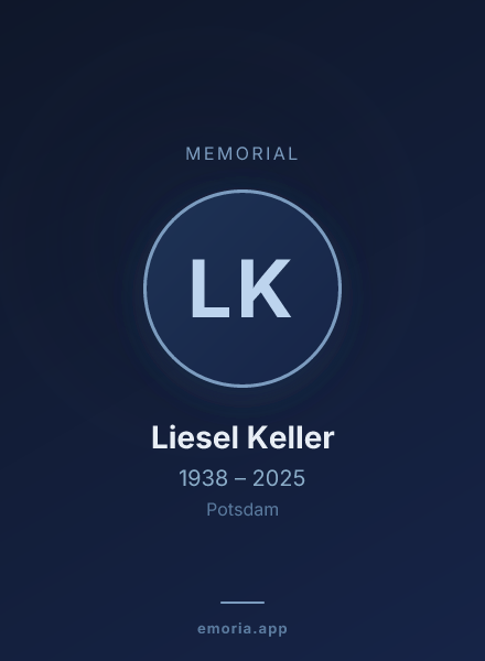 Memorial portrait of Liesel Keller