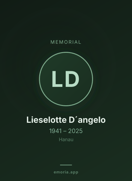 Memorial portrait of Lieselotte D´angelo