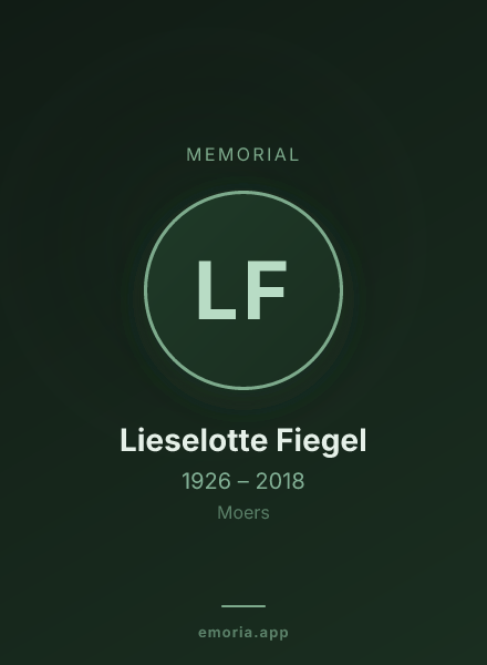 Memorial portrait of Lieselotte Fiegel