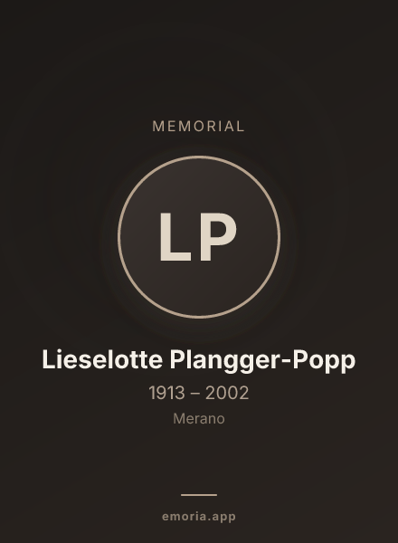 Memorial portrait of Lieselotte Plangger-Popp