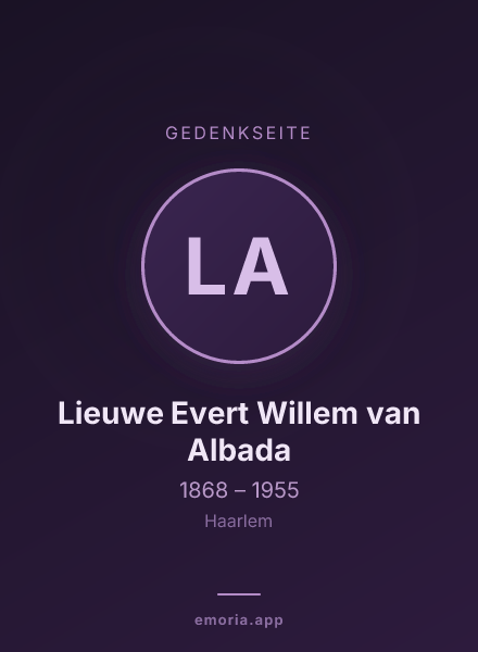 Gedenkportrait von Lieuwe Evert Willem van Albada