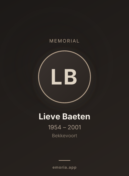 Memorial portrait of Lieve Baeten