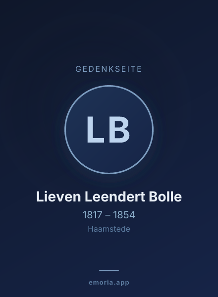 Gedenkportrait von Lieven Leendert Bolle