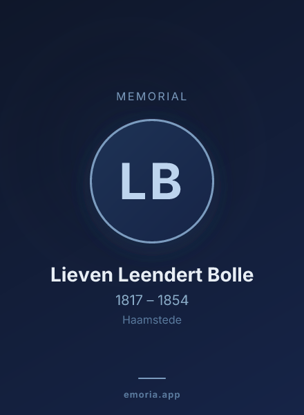 Memorial portrait of Lieven Leendert Bolle