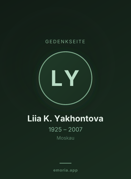 Gedenkportrait von Liia K. Yakhontova