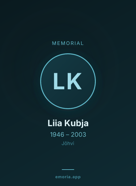 Memorial portrait of Liia Kubja