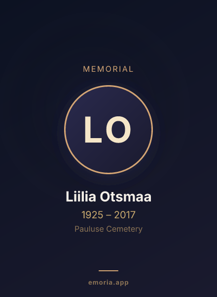 Memorial portrait of Liilia Otsmaa