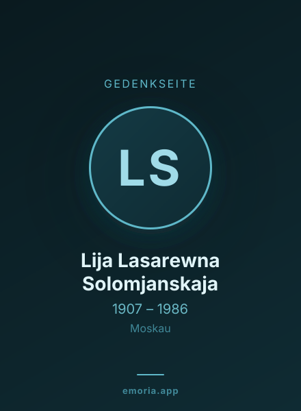 Gedenkportrait von Lija Lasarewna Solomjanskaja