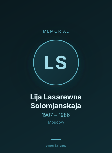 Memorial portrait of Lija Lasarewna Solomjanskaja